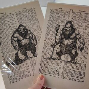 Ogre Monster Art‎ Vtg Dictionary Page Decor Gothic Fantasy Wall Print Halloween